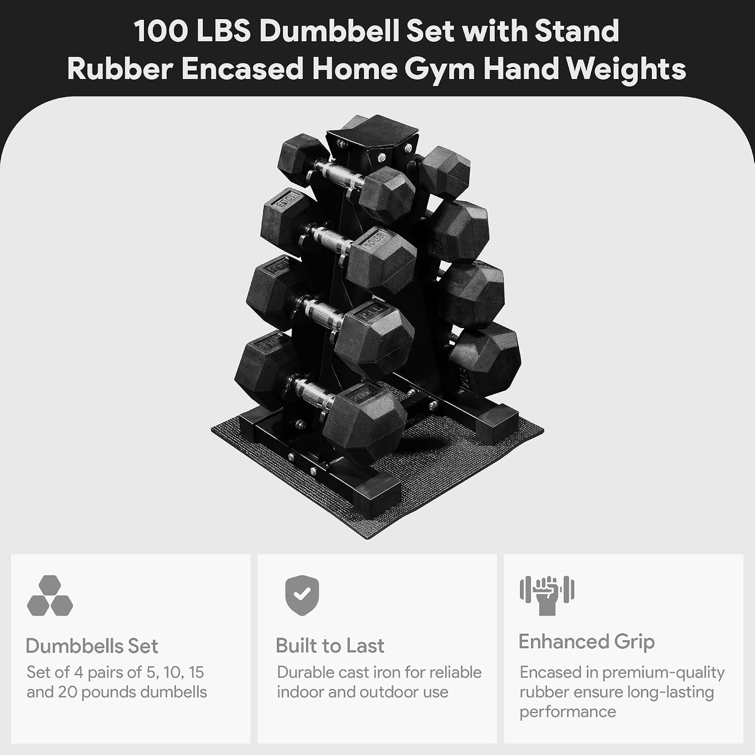 Hex Dumbbell Set - Rubber Coated Hex Dumbbell Weight Set,Multiple