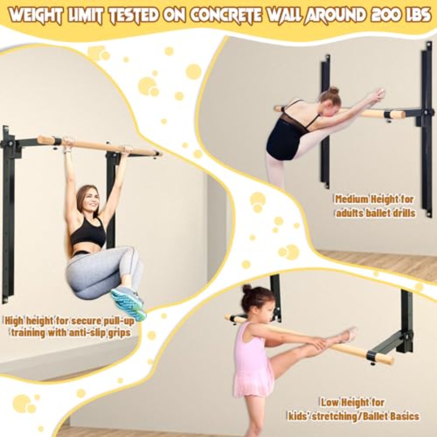 Wall Mounted Ballet Barre 4ft  - đánh giá và giá Home Gym Foldable