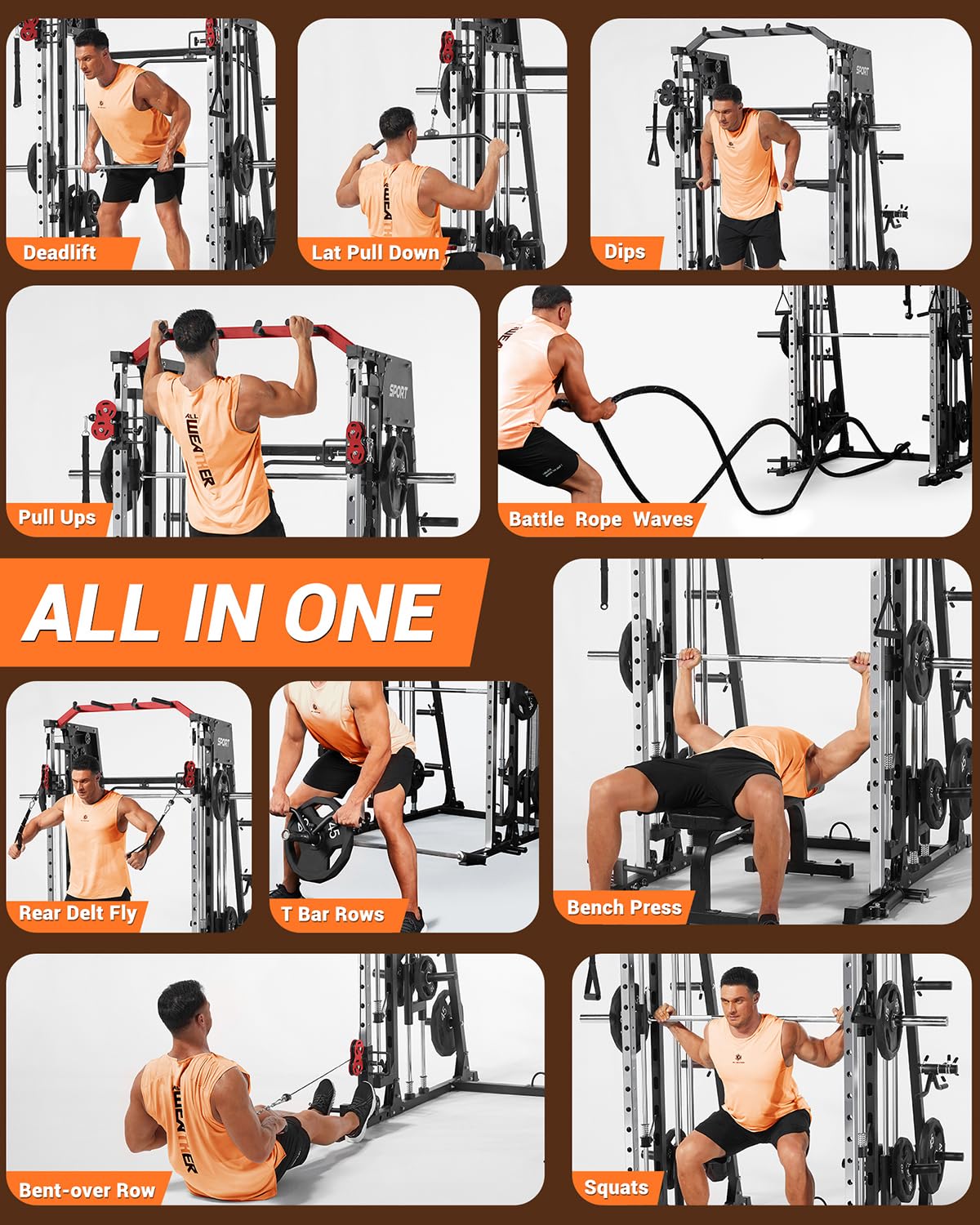 All in One Smith Machine Home  - đánh giá và giá Home Gym Lat Pulldown
