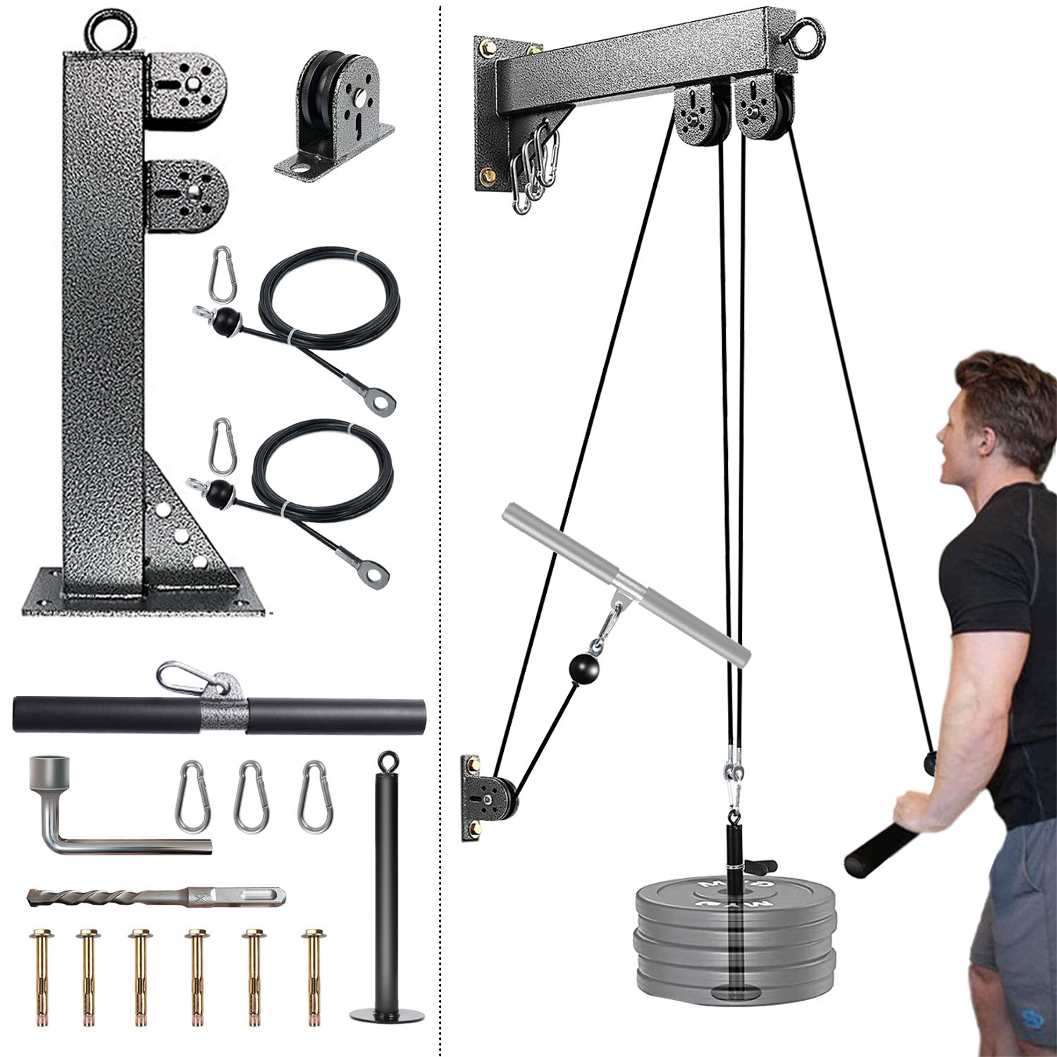 Fitness Wall Mounted Pulley Sy - đánh giá và giá Home Gym Cable Pulley System